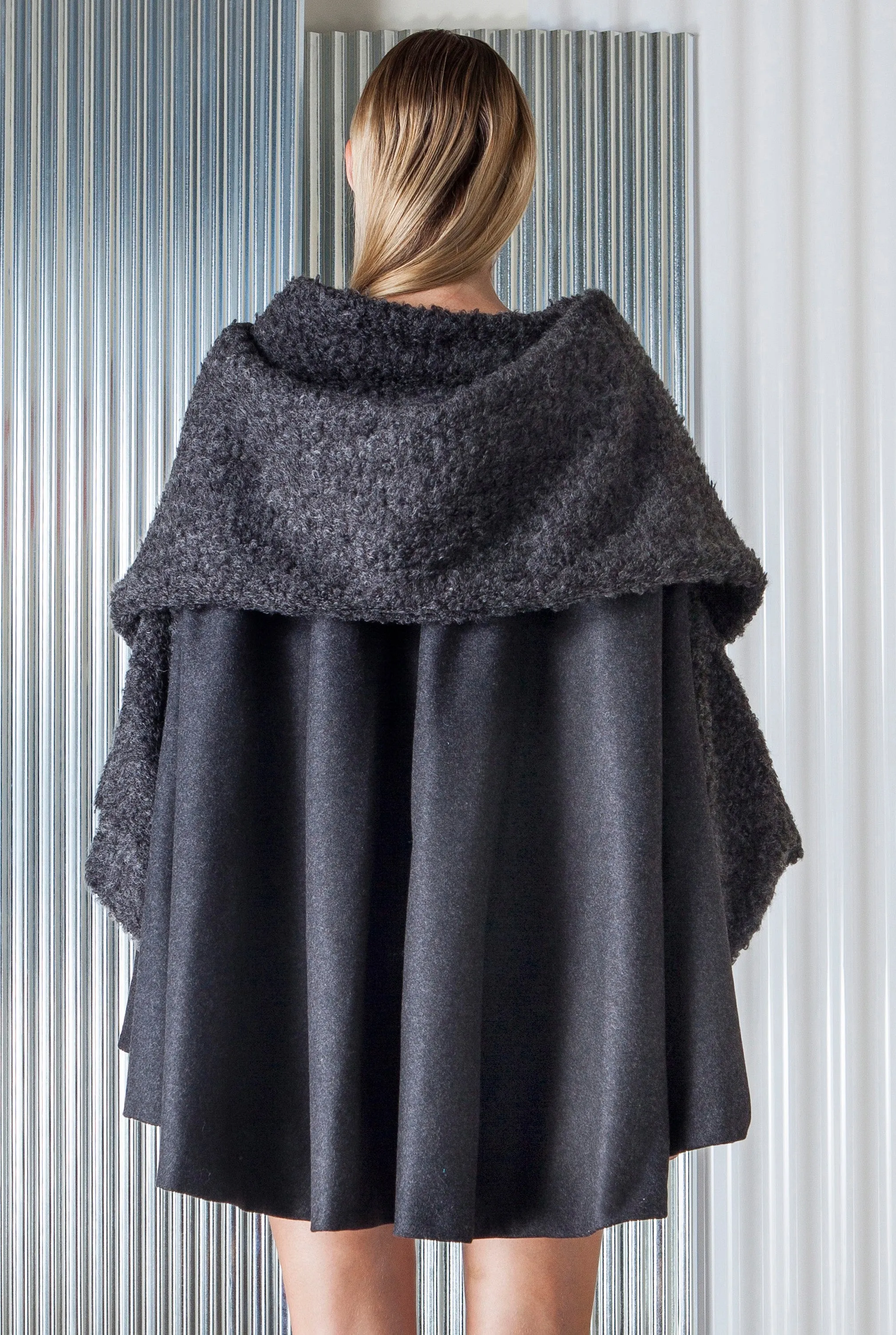 • PRE-LOVED • CRYOSPHERE COAT [ Grey, Charcoal, Wool Blend, Cape ]