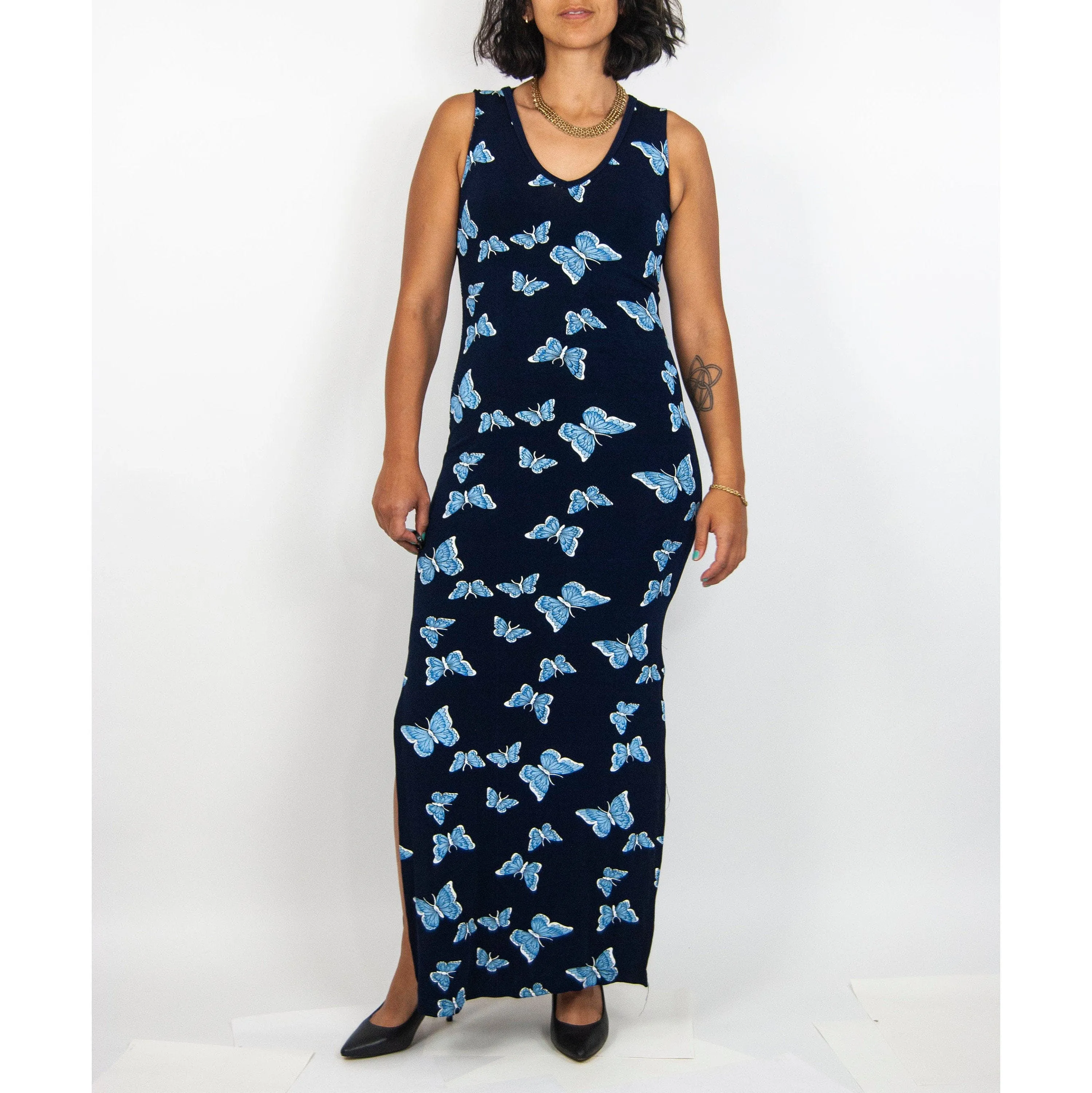 00's Sleeveless Butterfly Print Maxi Dress by Rocket Candy