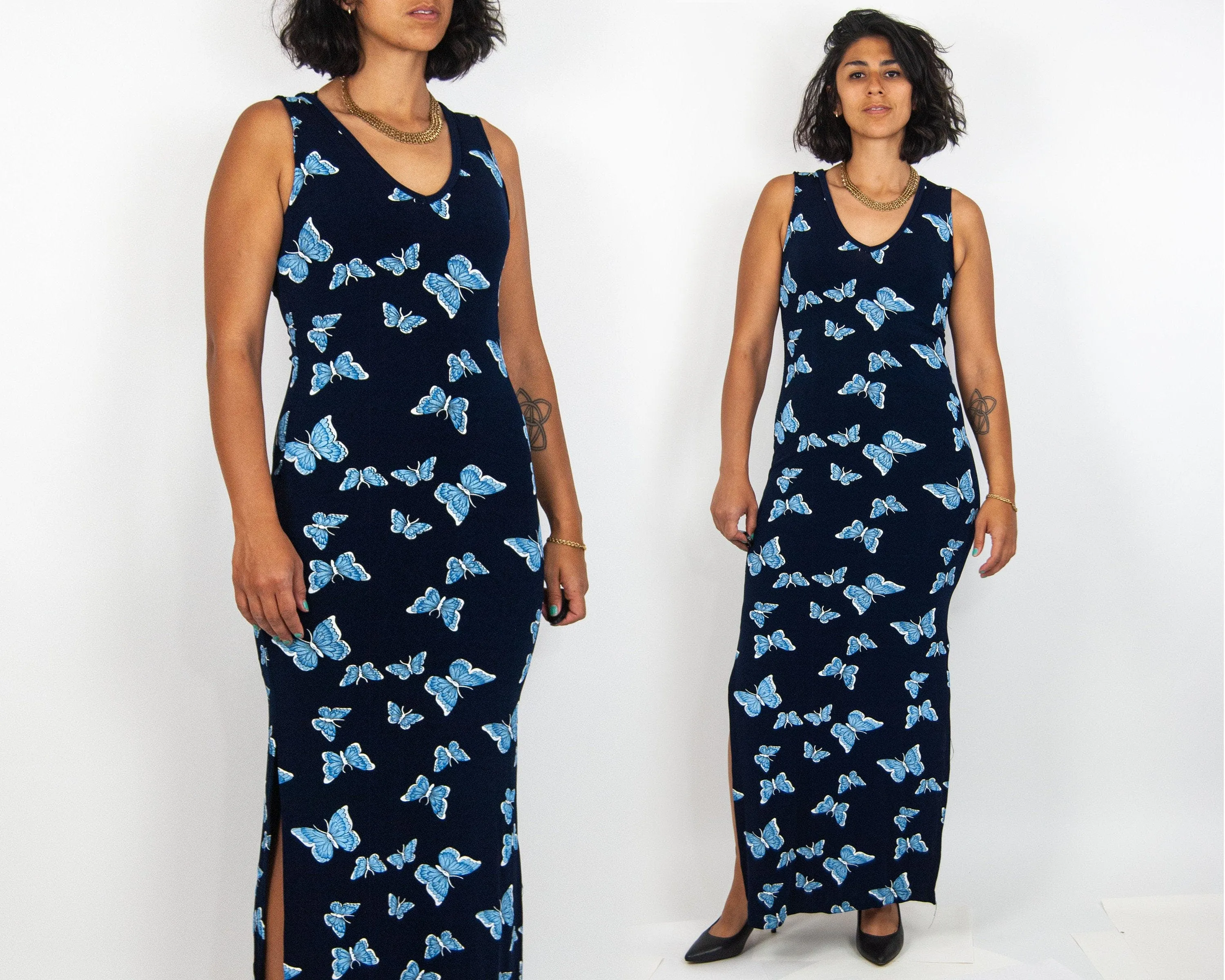 00's Sleeveless Butterfly Print Maxi Dress by Rocket Candy