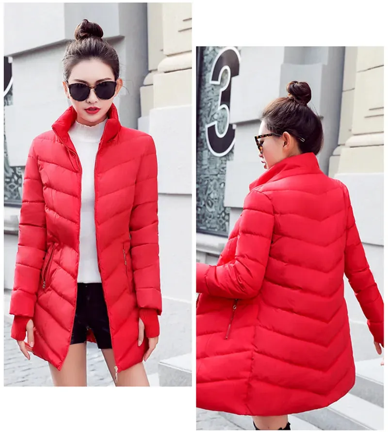 2019 women winter hooded warm coat plus size candy color cotton padded jacket female long parka womens wadded jaqueta feminina