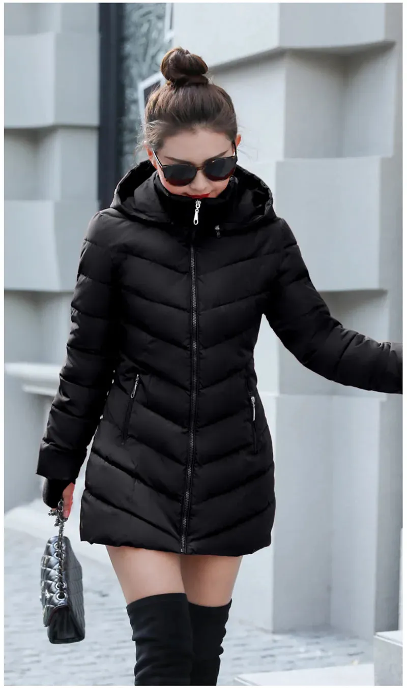 2019 women winter hooded warm coat plus size candy color cotton padded jacket female long parka womens wadded jaqueta feminina