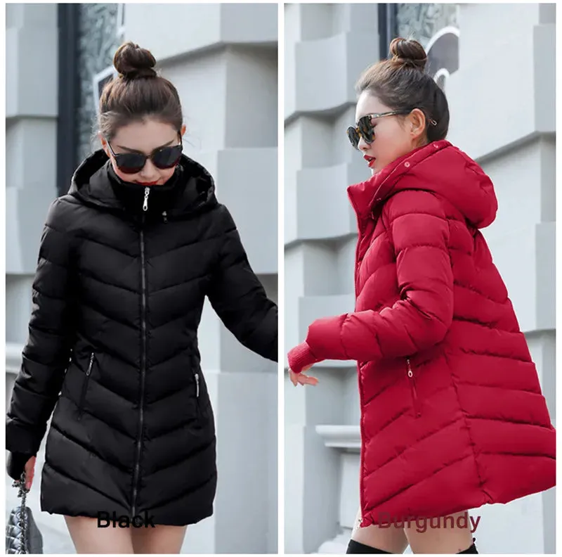 2019 women winter hooded warm coat plus size candy color cotton padded jacket female long parka womens wadded jaqueta feminina