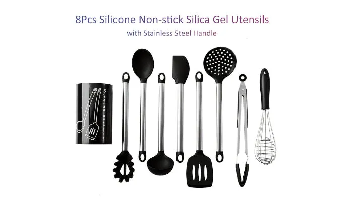 8 Piece Silicone Non-stick Barreled Cooking Utensils