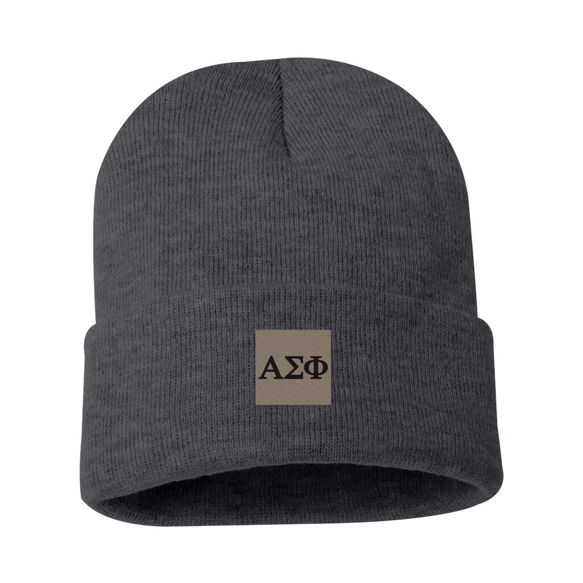 Alpha Sig Charcoal Letter Beanie