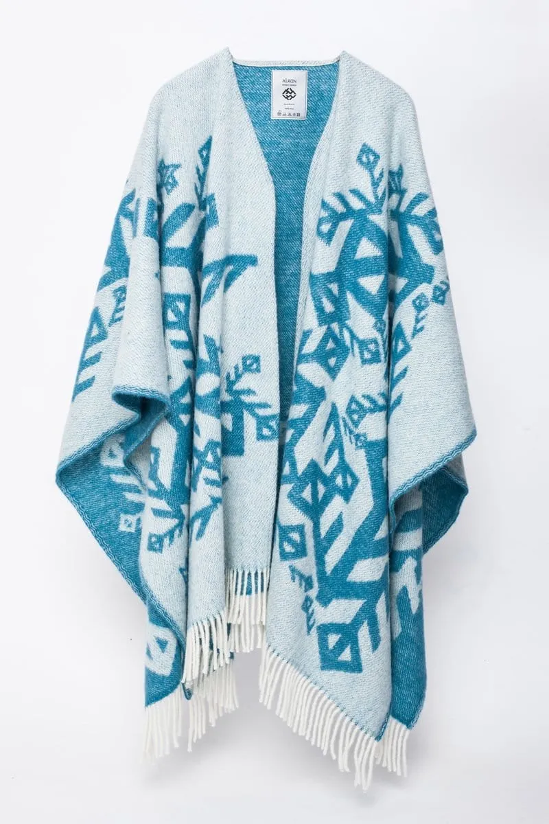 Alrún wool cape - Turquoise Teal Love