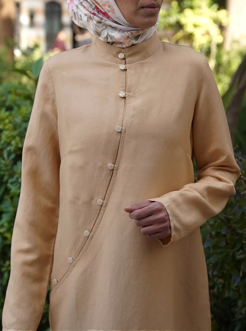 Asymmetrical Buttoned Tunic