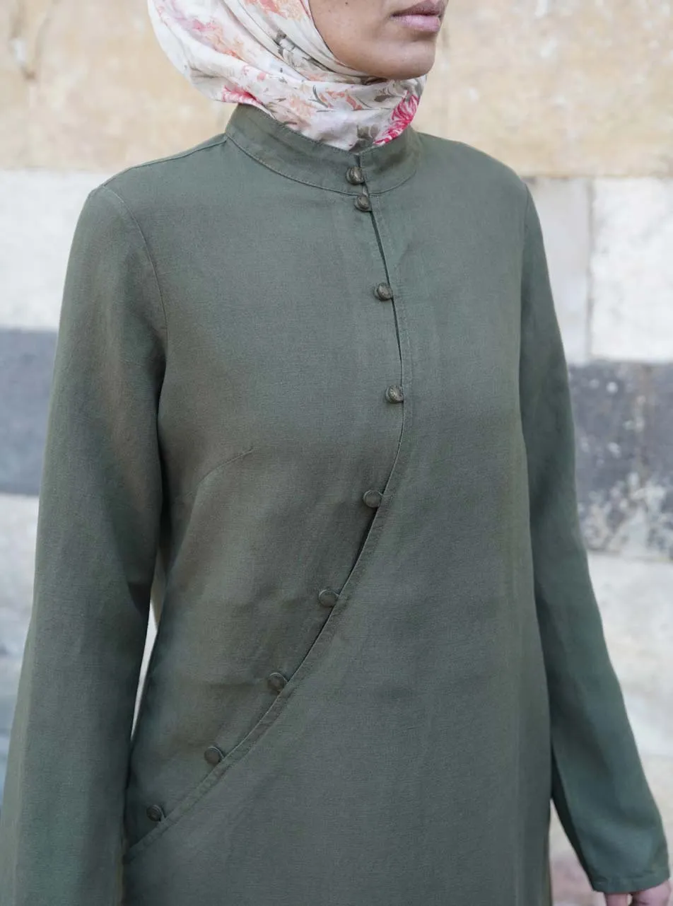 Asymmetrical Buttoned Tunic