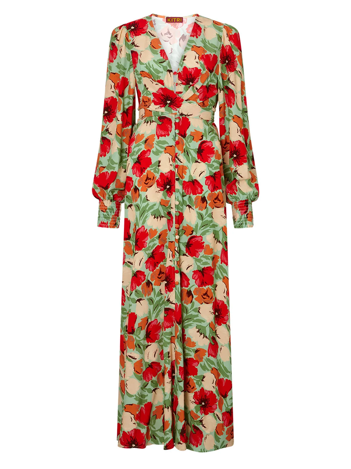 Aurora Green Garden Floral Maxi Dress