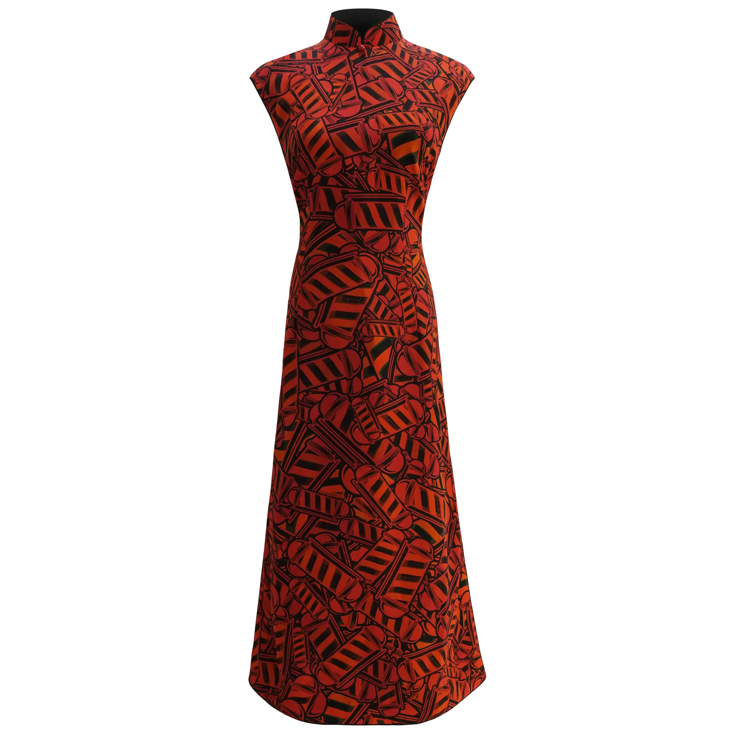 【BARBER TWIRL】100% Silk Cheongsam (Cap Sleeve) (香港經典) (轉轉燈)