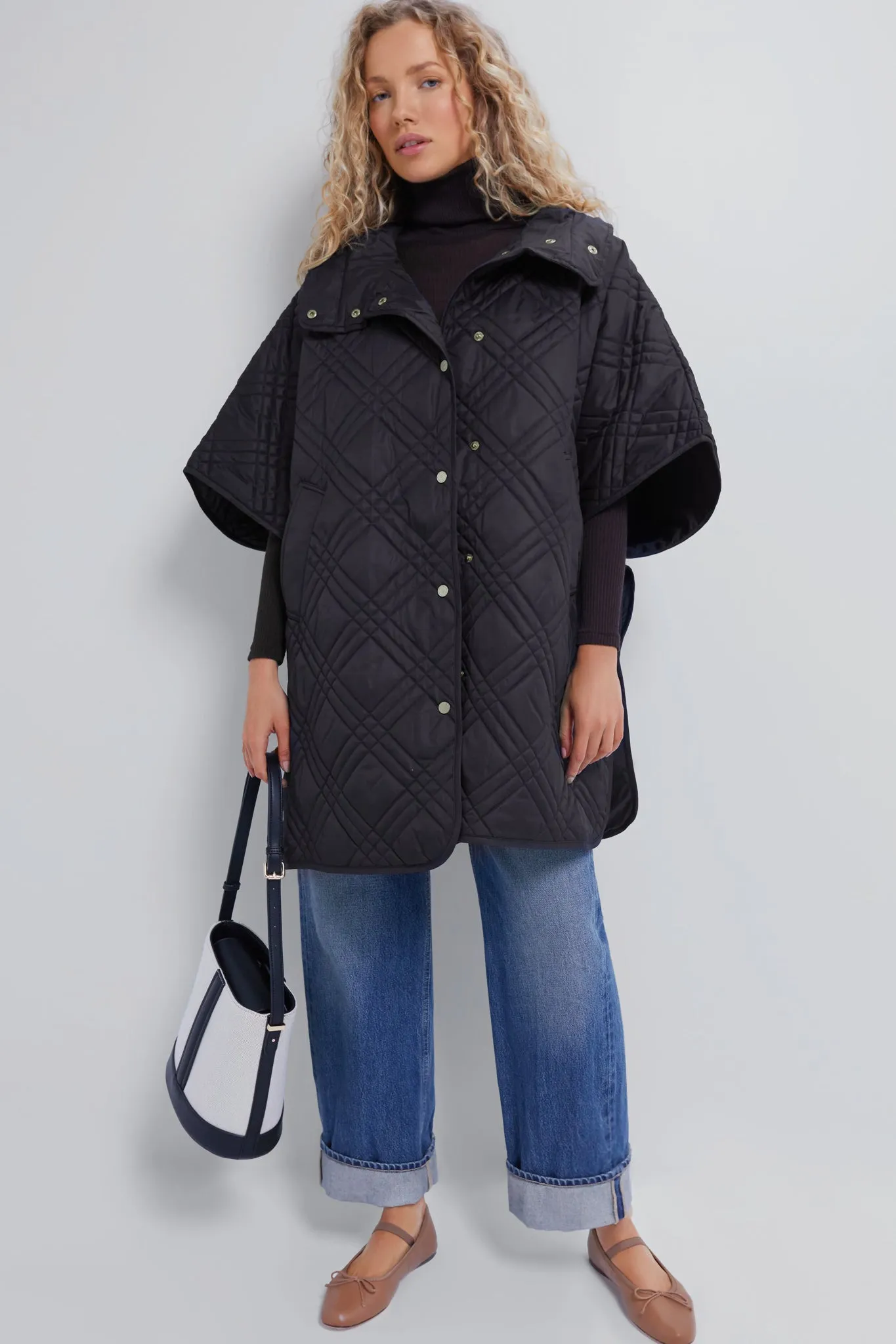 Black Astor Quilted Cape