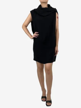 Black sleeveless roll-neck tunic dress - size UK 8