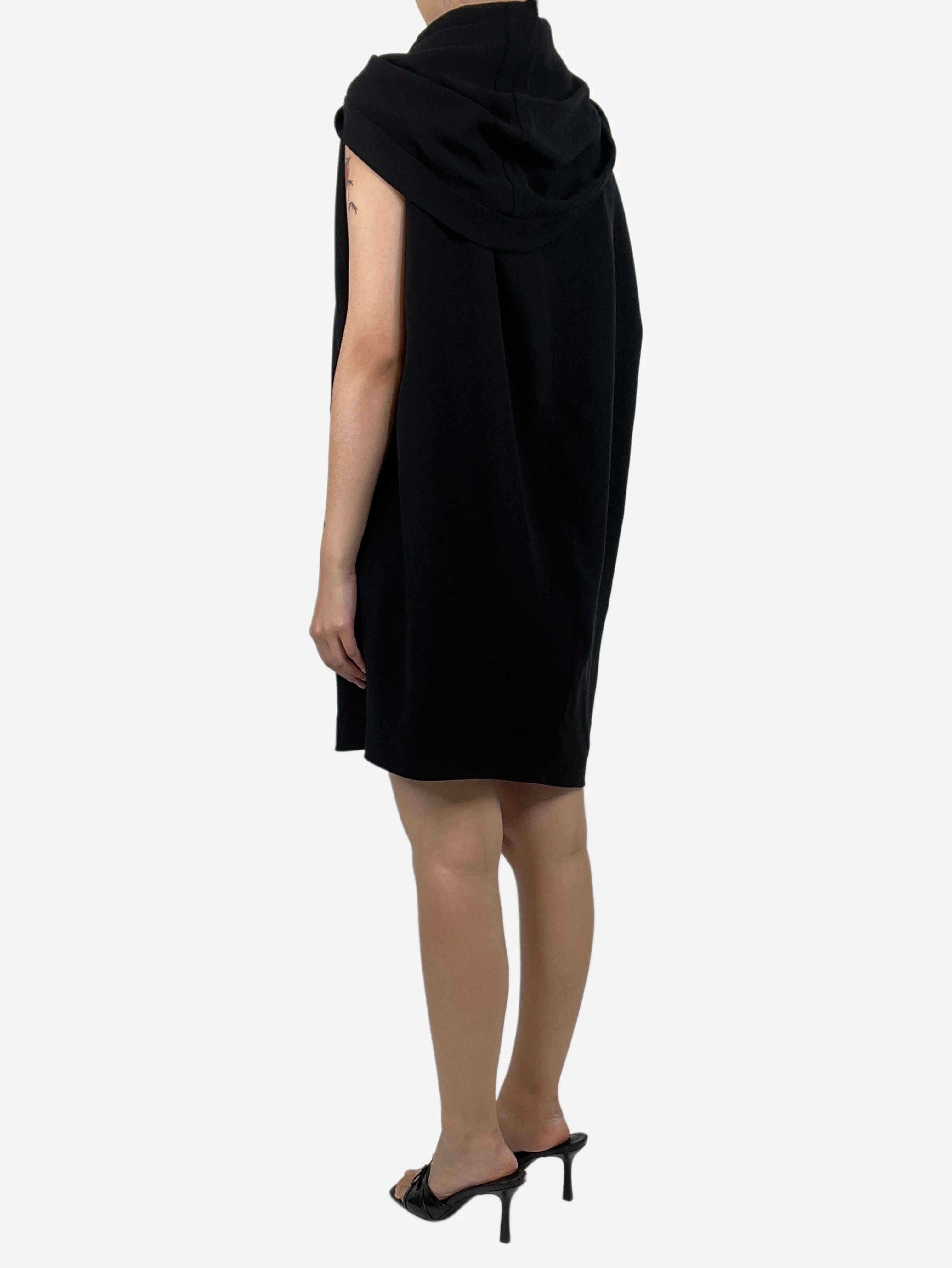 Black sleeveless roll-neck tunic dress - size UK 8