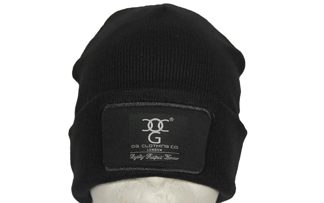 Black turn up beanie, with official patch