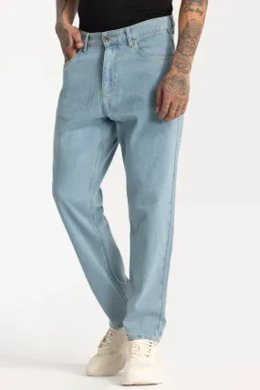 Blue Plain Baggy Fit Jeans