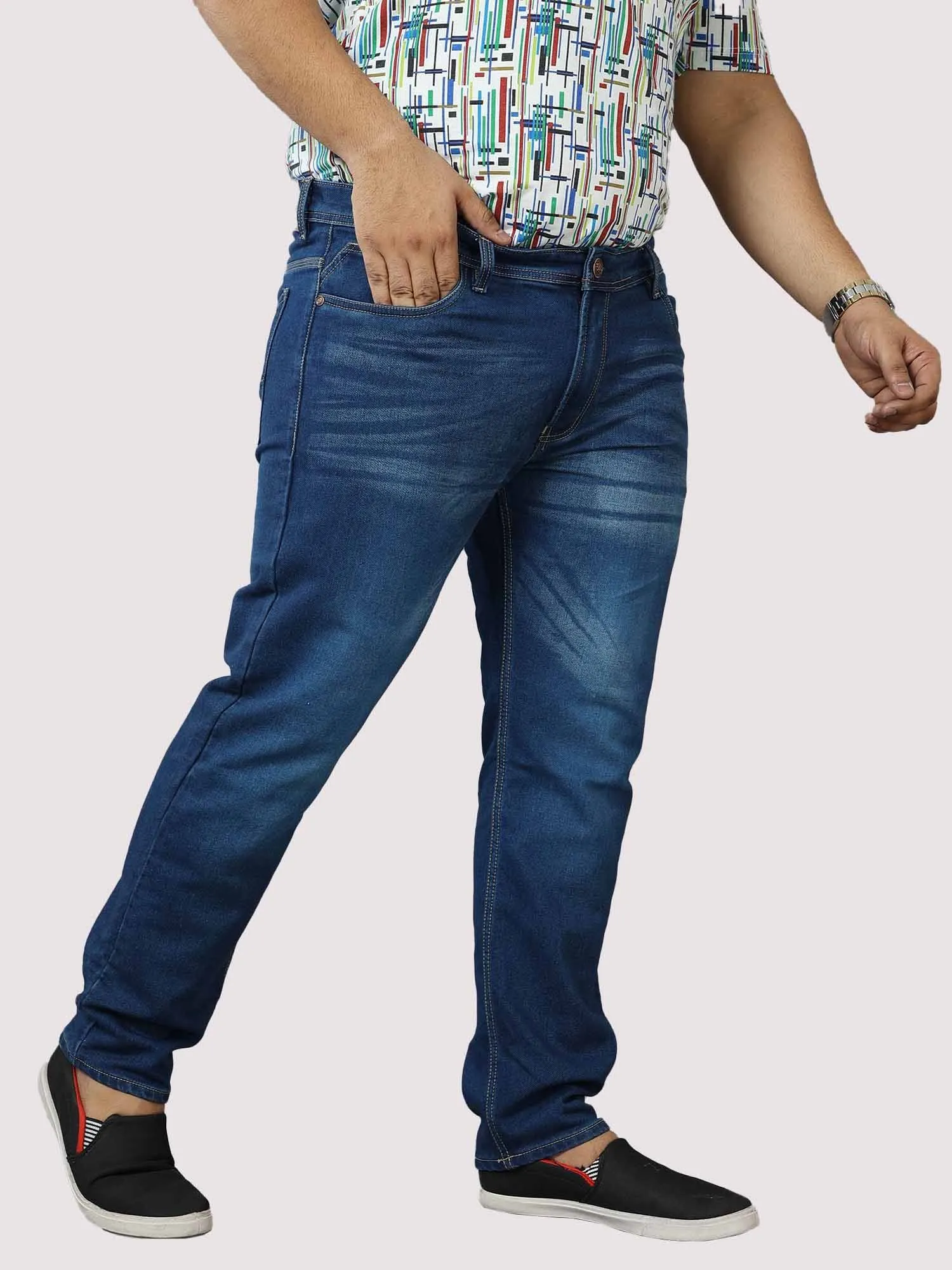 Blue Stretchable Jeans Men's Plus Size