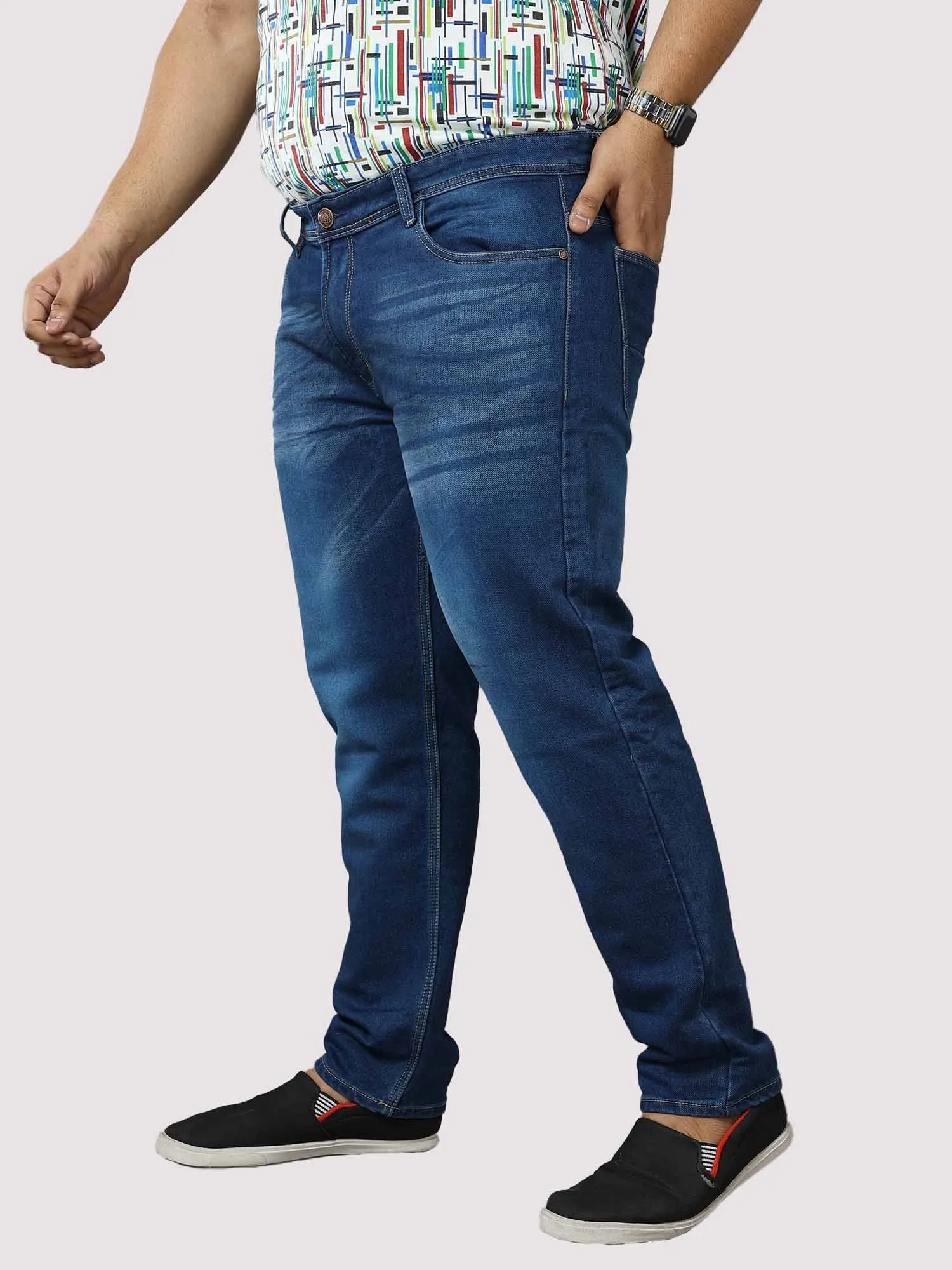 Blue Stretchable Jeans Men's Plus Size