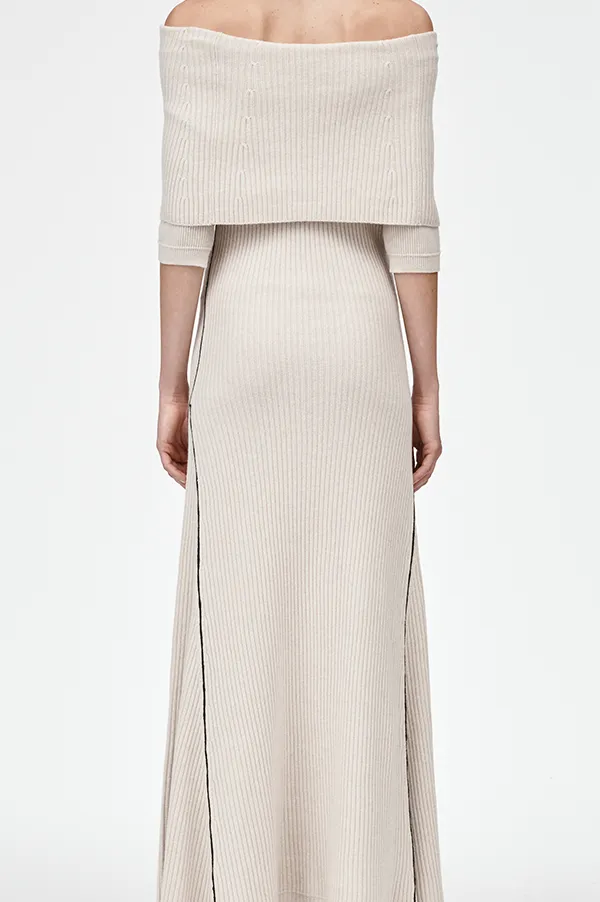 Cape Godet Dress in Crema