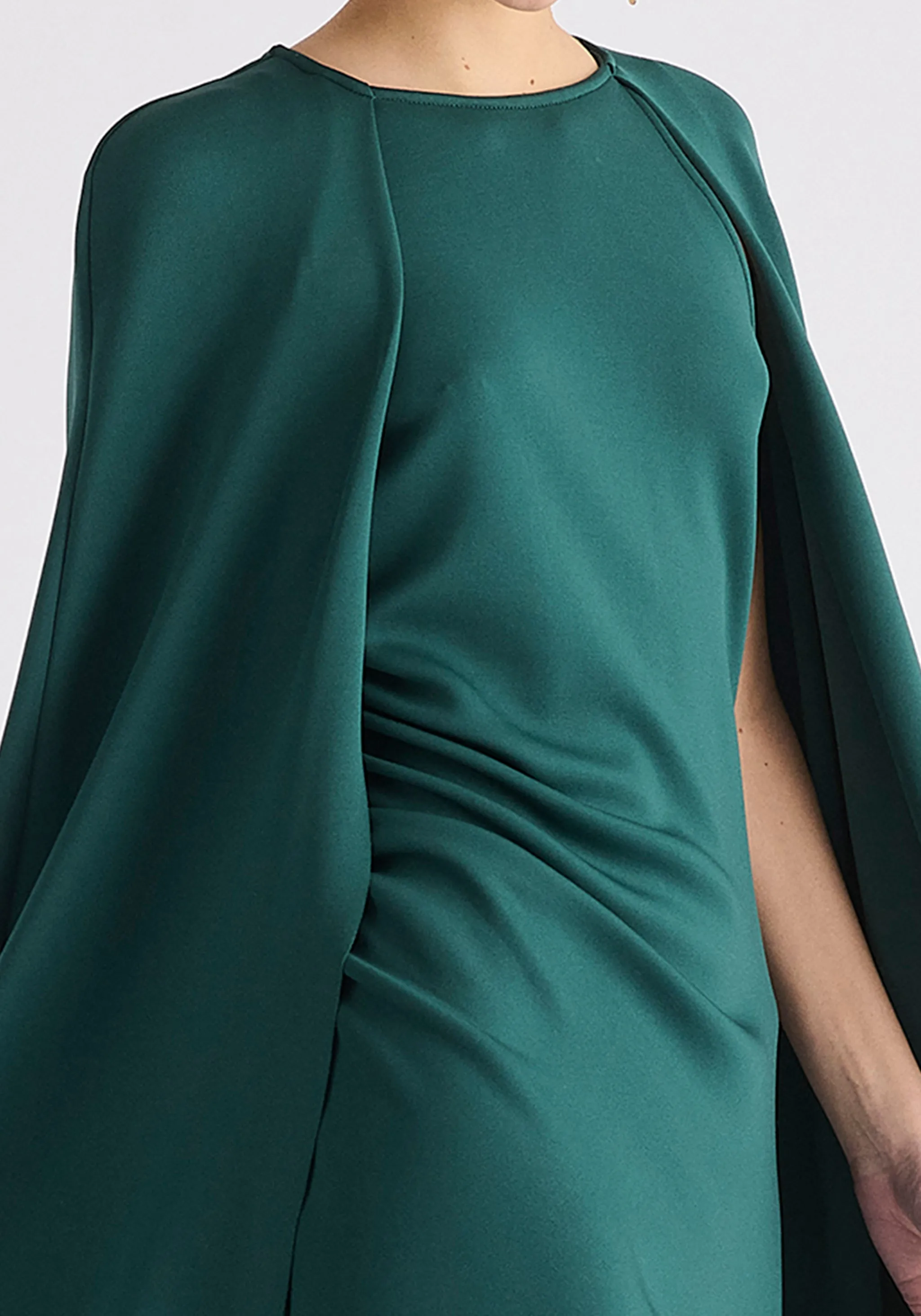 Cape Sleeves Dress with Waist Details