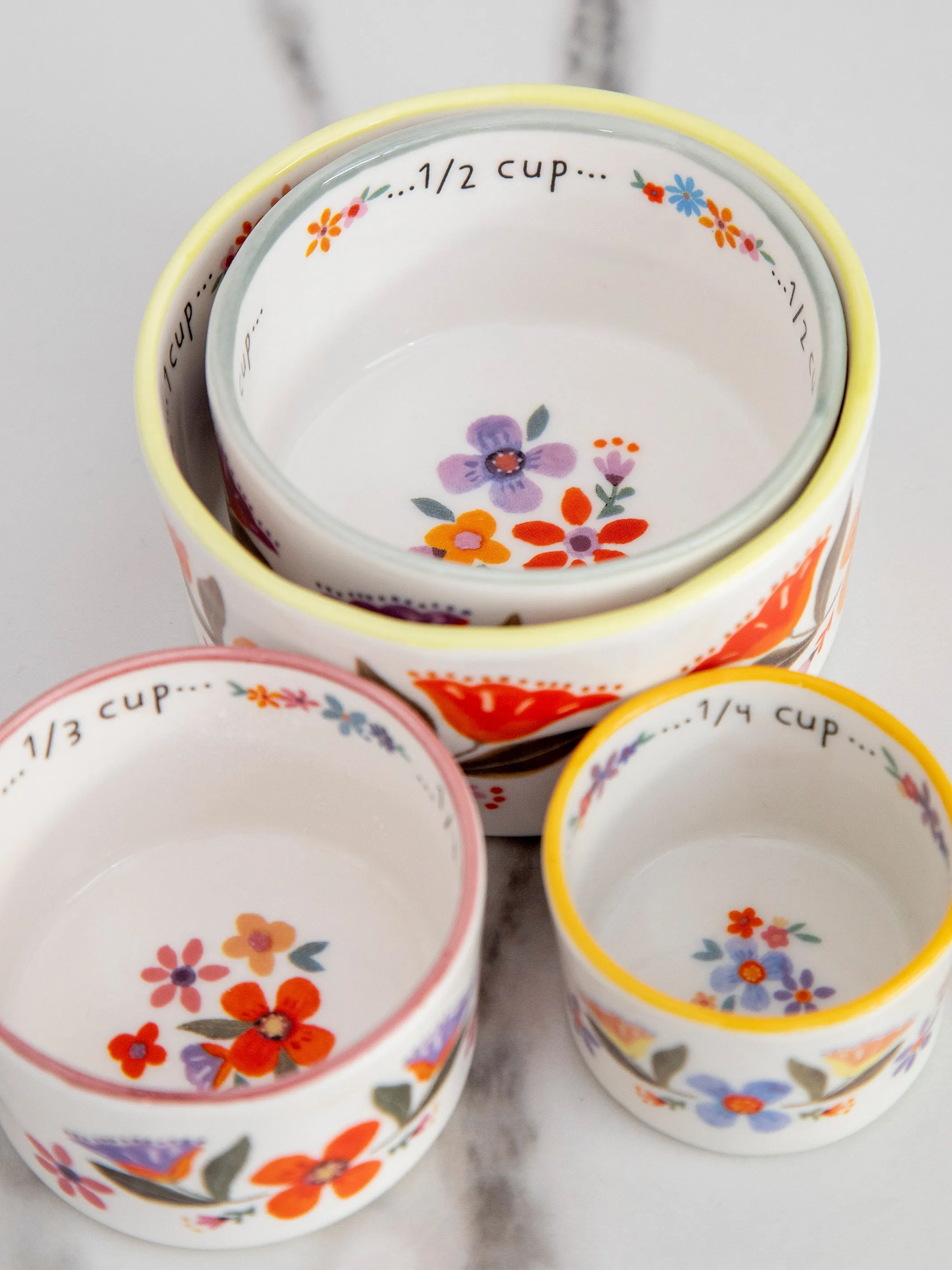 Ceramic Nesting Measuring Cups - Rainbow Floral