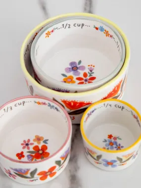 Ceramic Nesting Measuring Cups - Rainbow Floral