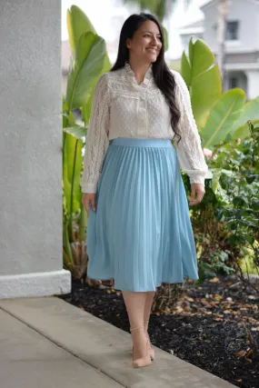 Cheri Aqua Pleated Skirt