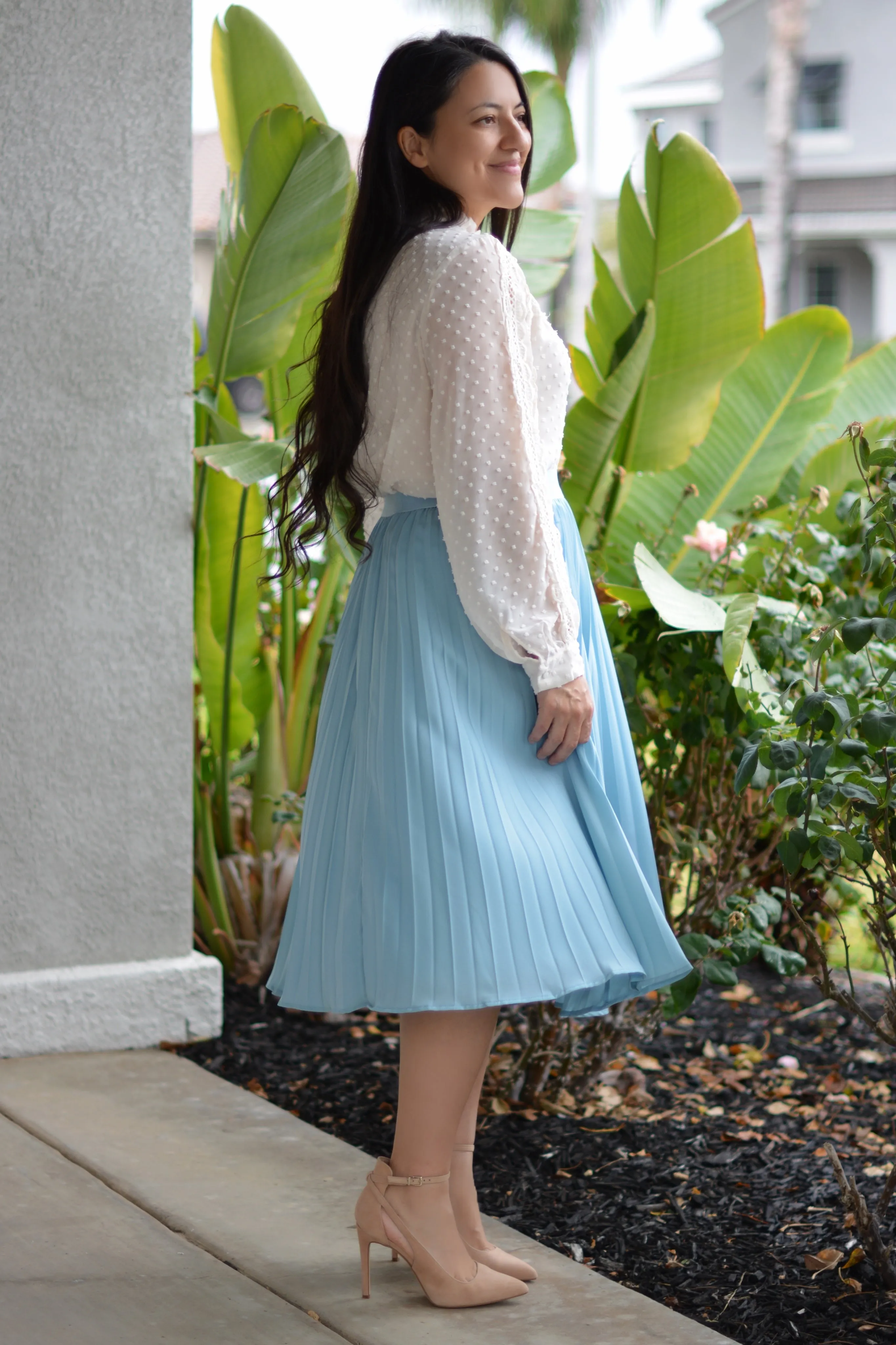 Cheri Aqua Pleated Skirt