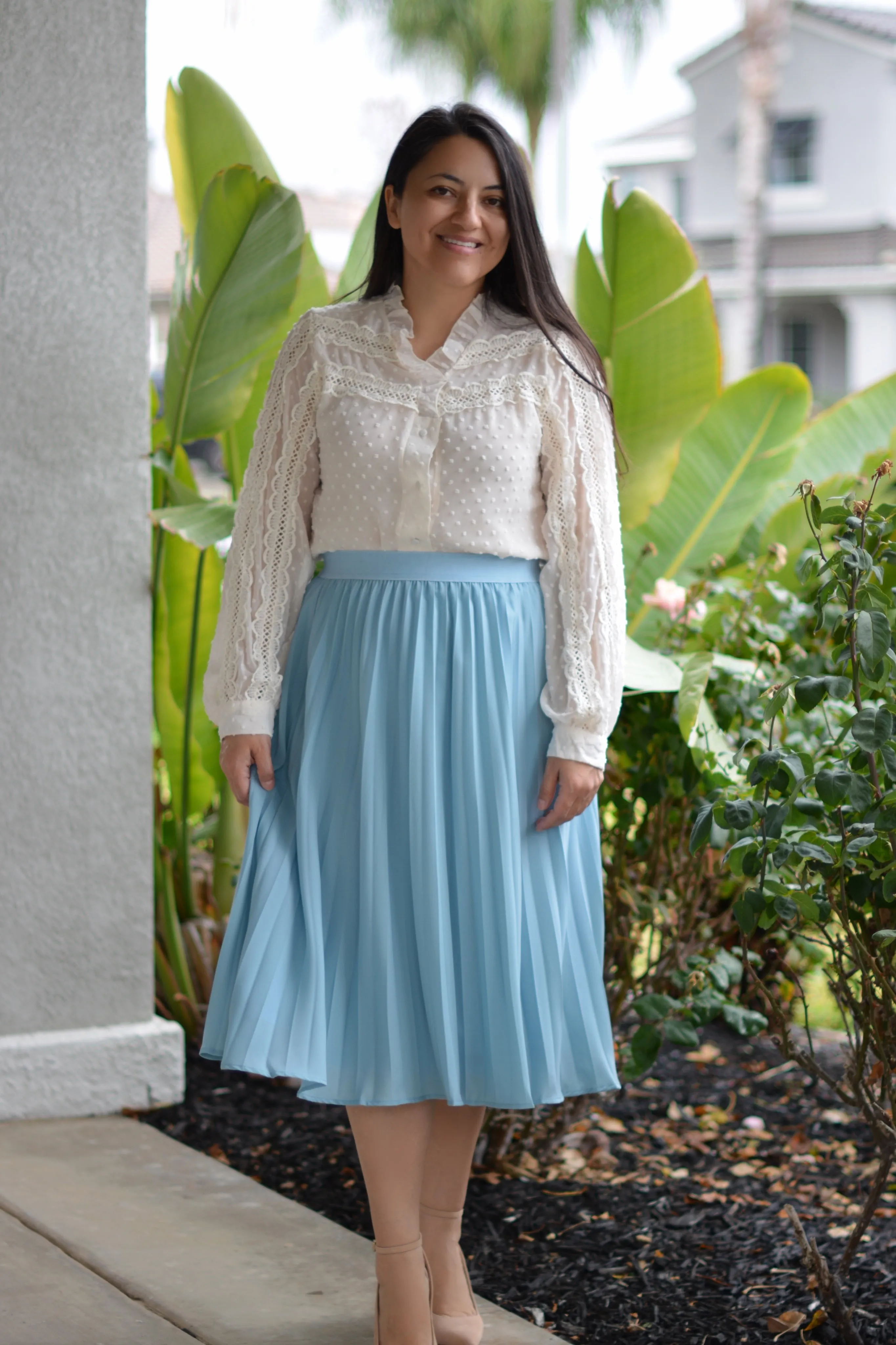 Cheri Aqua Pleated Skirt