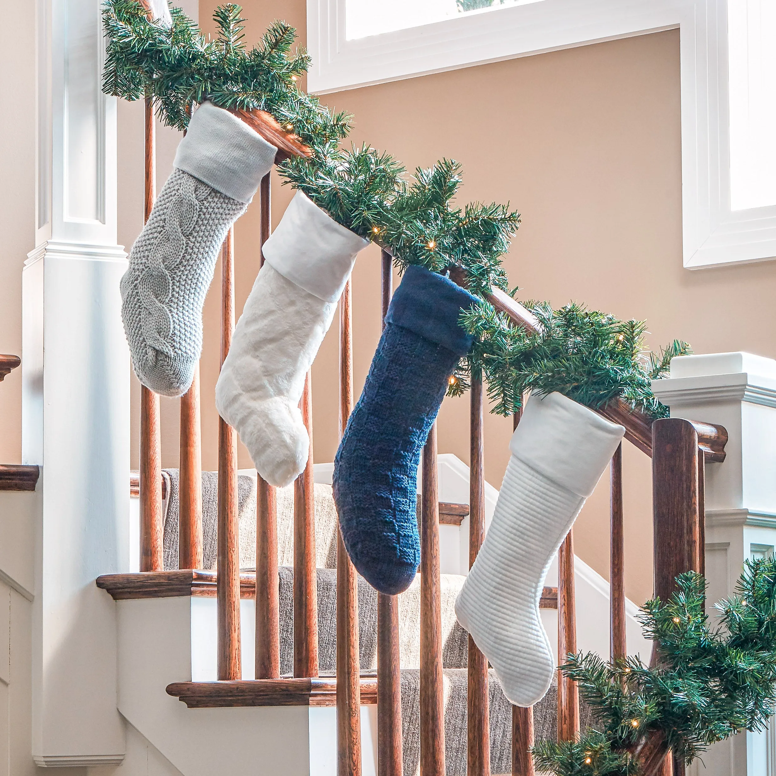 Chunky Checkered Knit Christmas Stockings