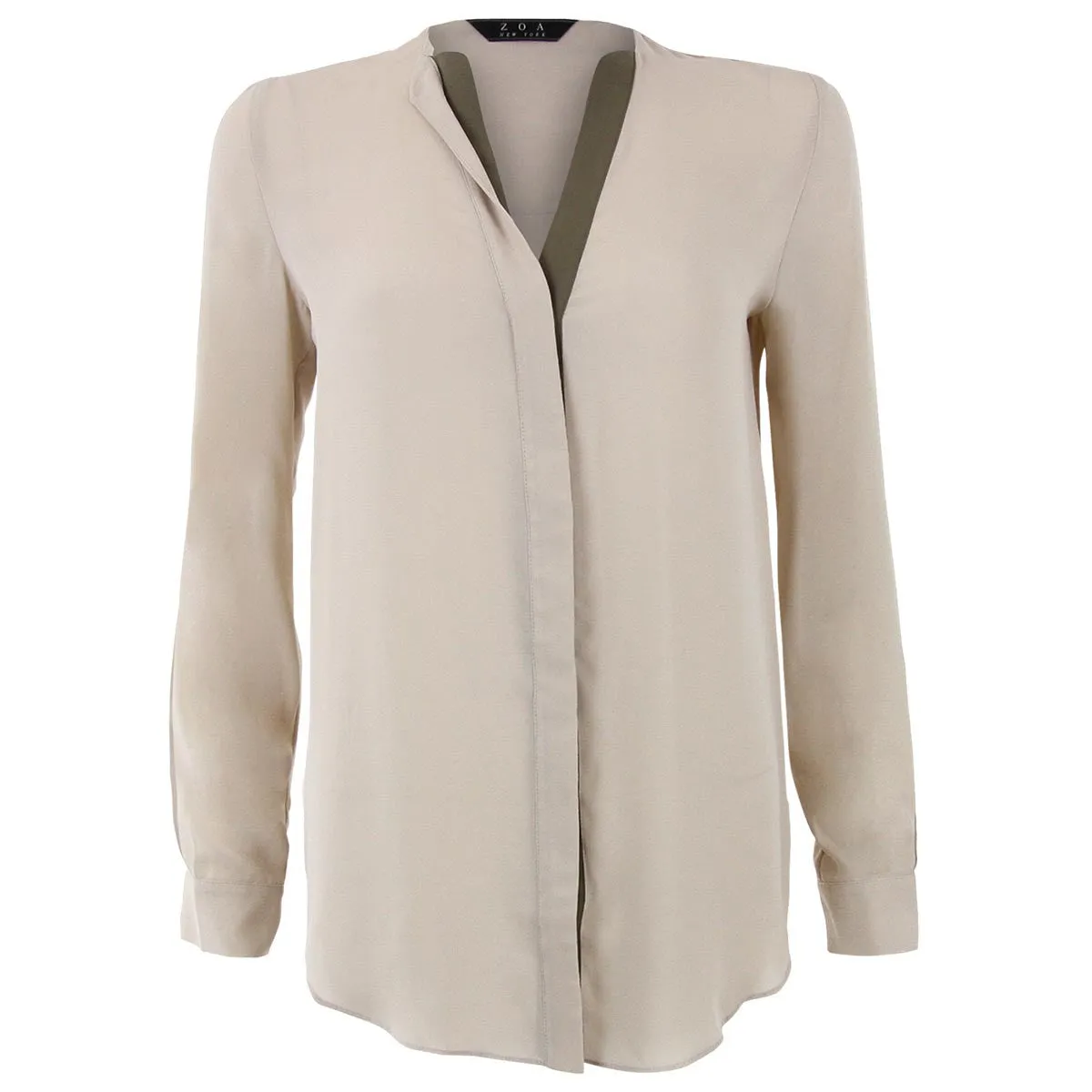 Combination Placket Blouse in Beige