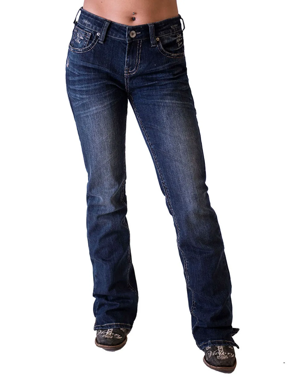 Cowgirl Tuff Ladies Jeans - Natural Waist - Inspire Dark