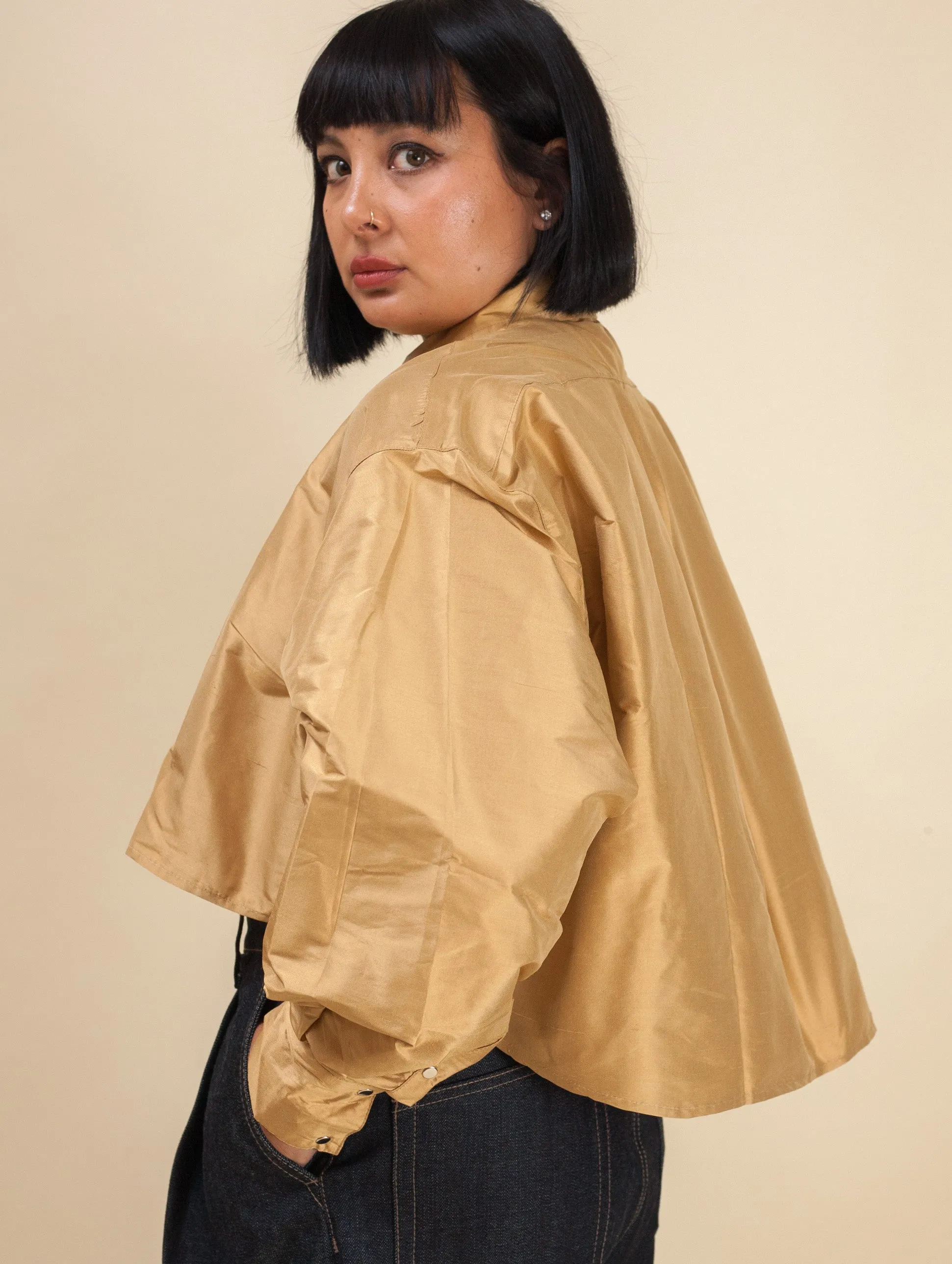 Cropped Shirt-Raw Silk (Scotch)