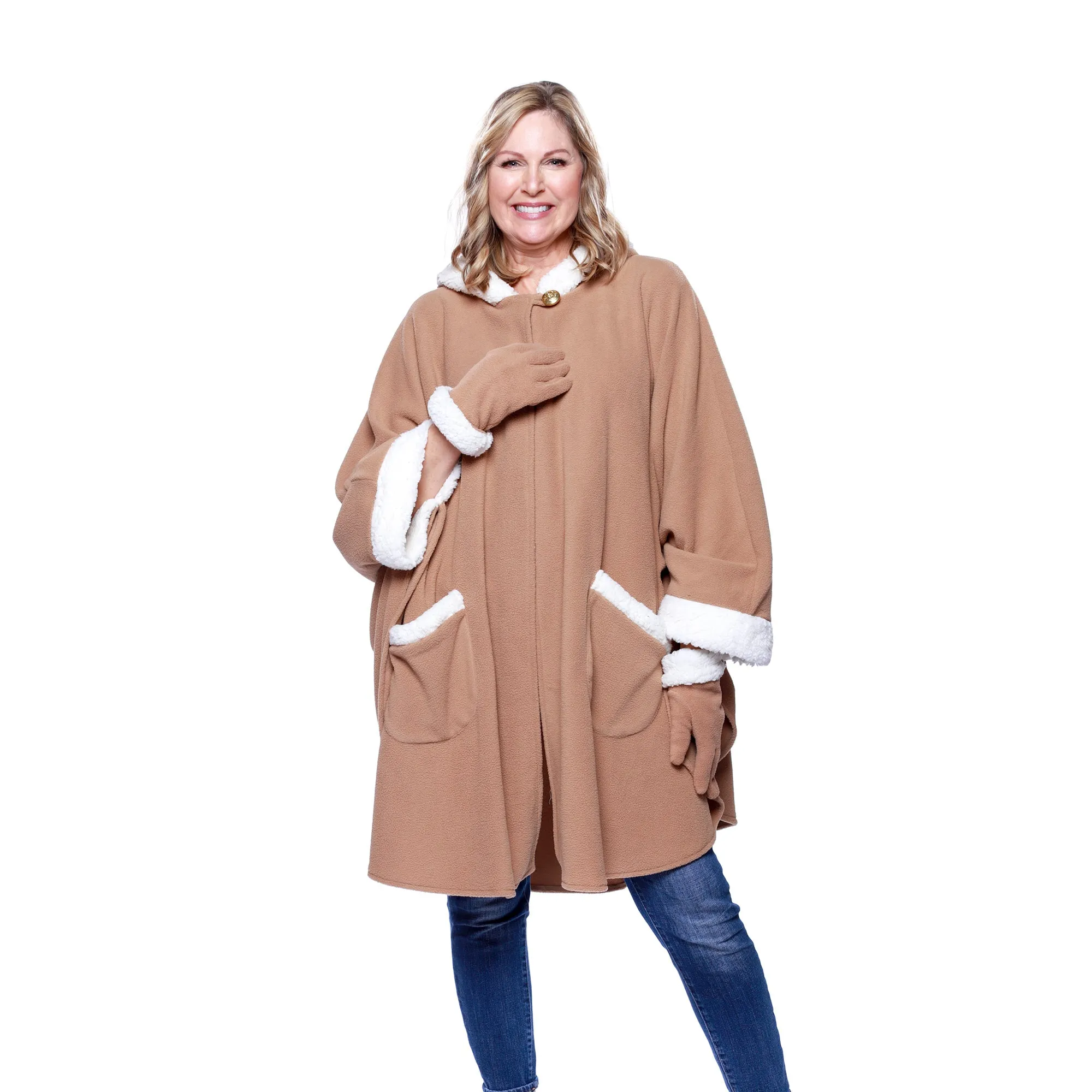 Daisy Sherpa Trimmed Cozy Coat and Glove Set