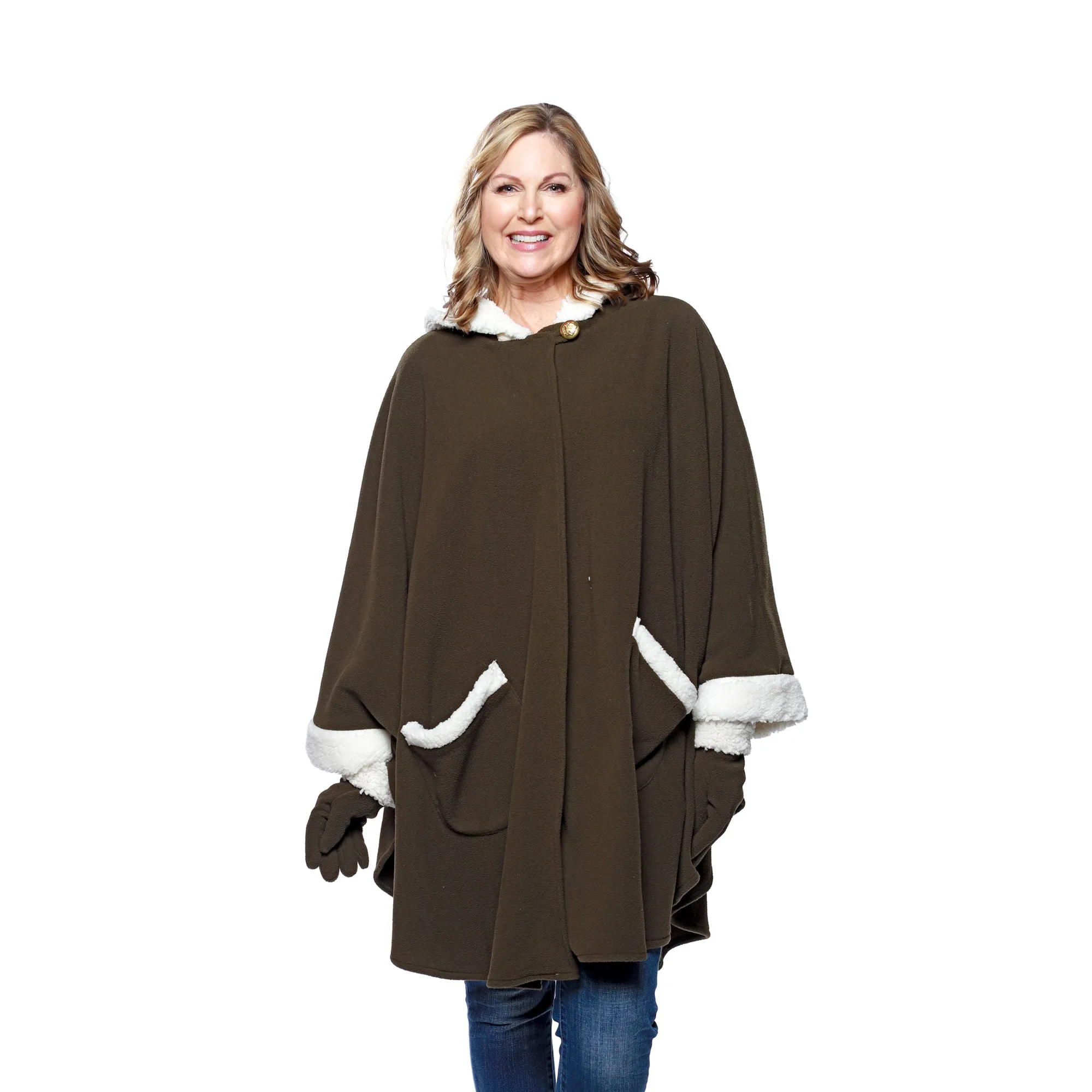 Daisy Sherpa Trimmed Cozy Coat and Glove Set