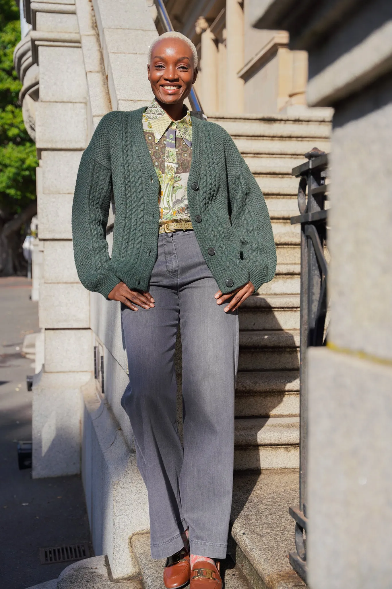 Dark Green Cable Cardi