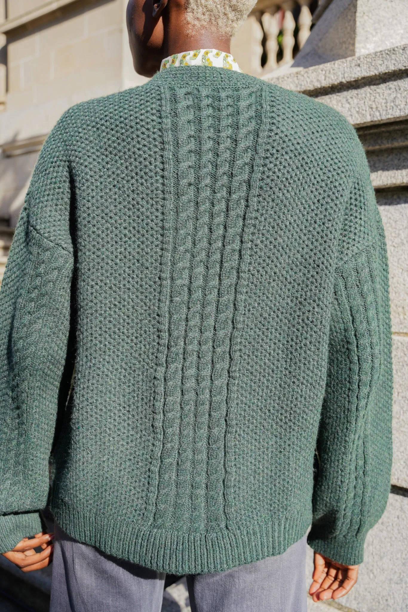 Dark Green Cable Cardi