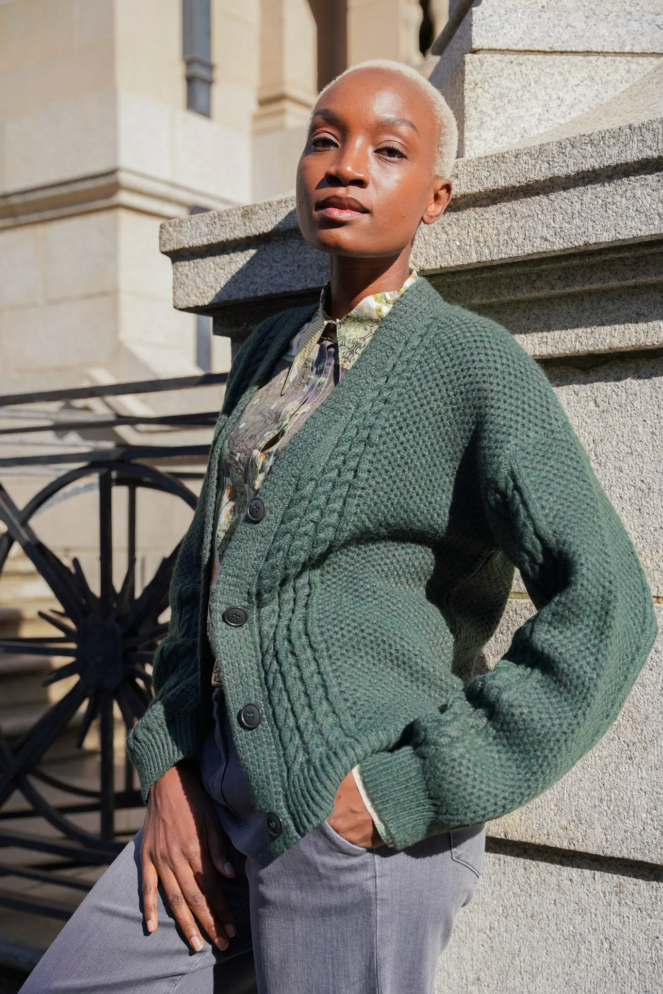 Dark Green Cable Cardi