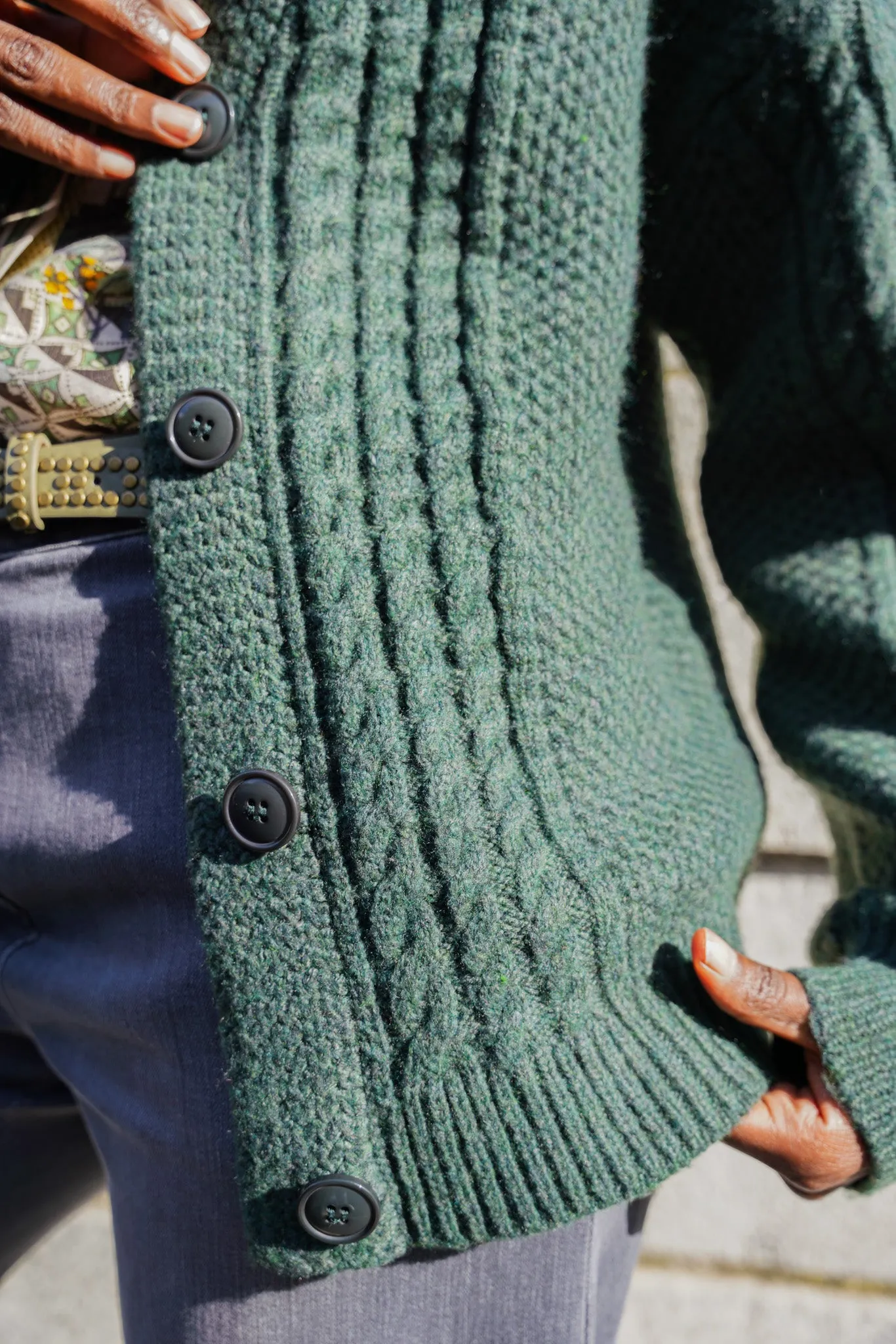 Dark Green Cable Cardi