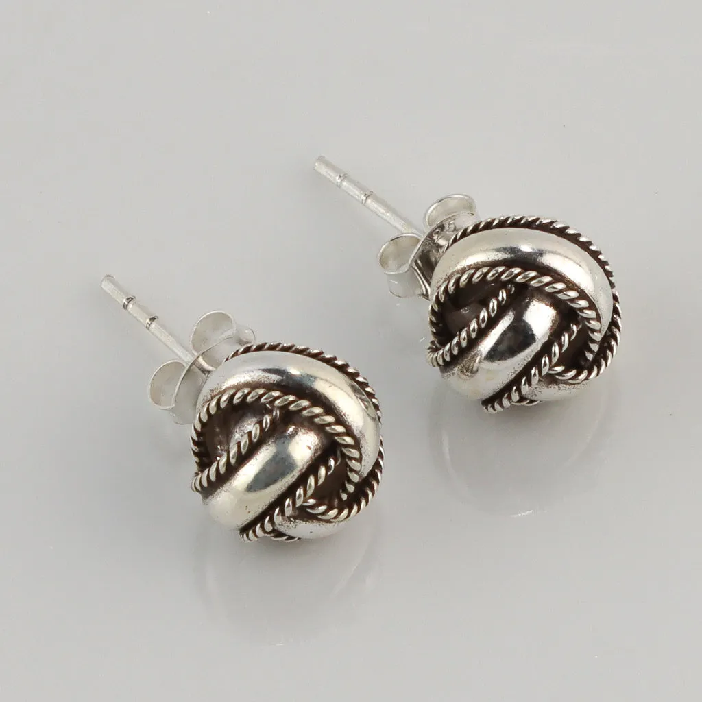 Dark Twist Edge Design Knot Stud - 9mm