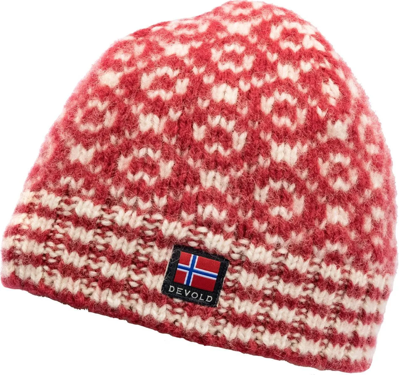 Devold Svalbard Beanie Hindberry/Offwhite | Buy Devold Svalbard Beanie Hindberry/Offwhite here | Outnorth