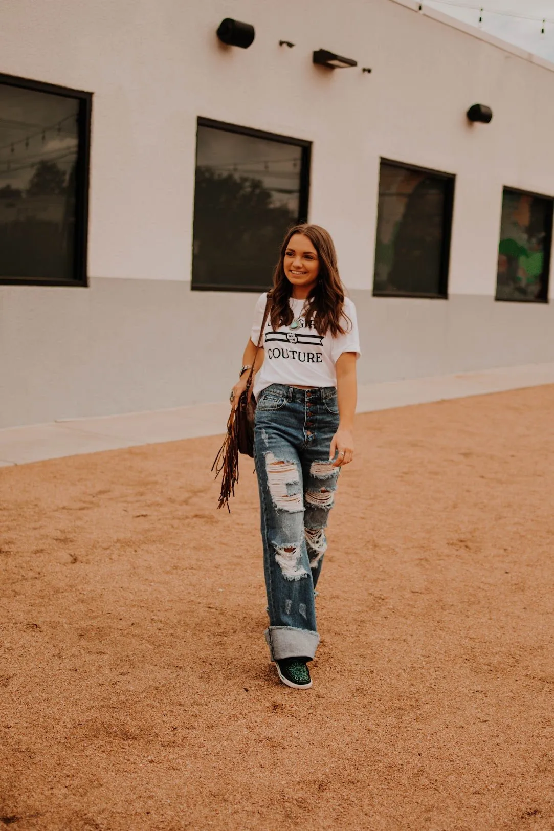 Distressed Wide Leg Denim