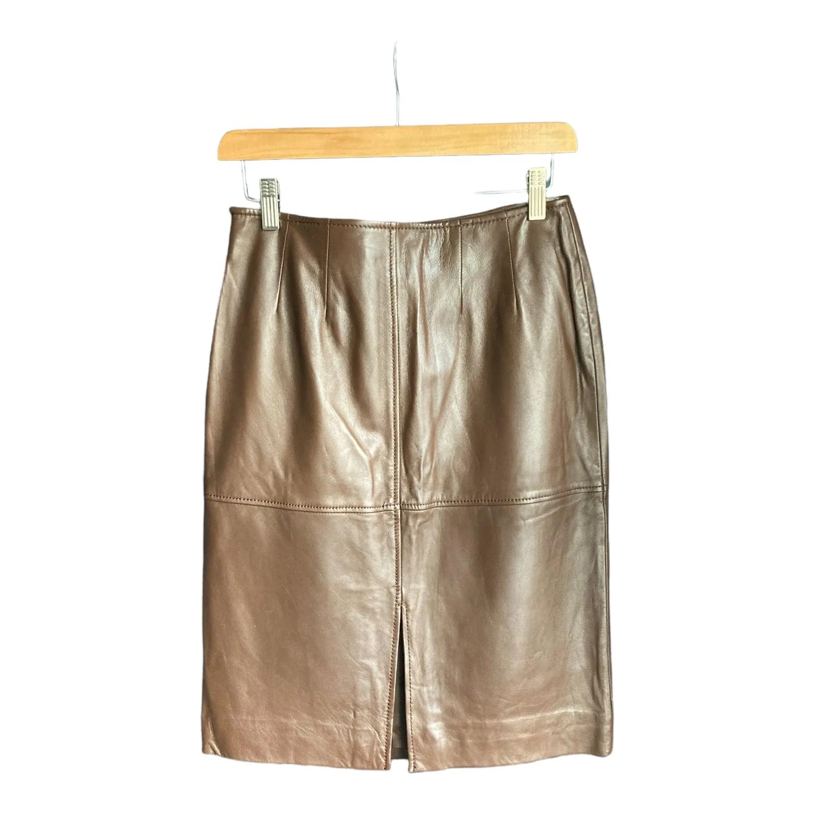 DKNY Leather Brown Skirt UK Size 10