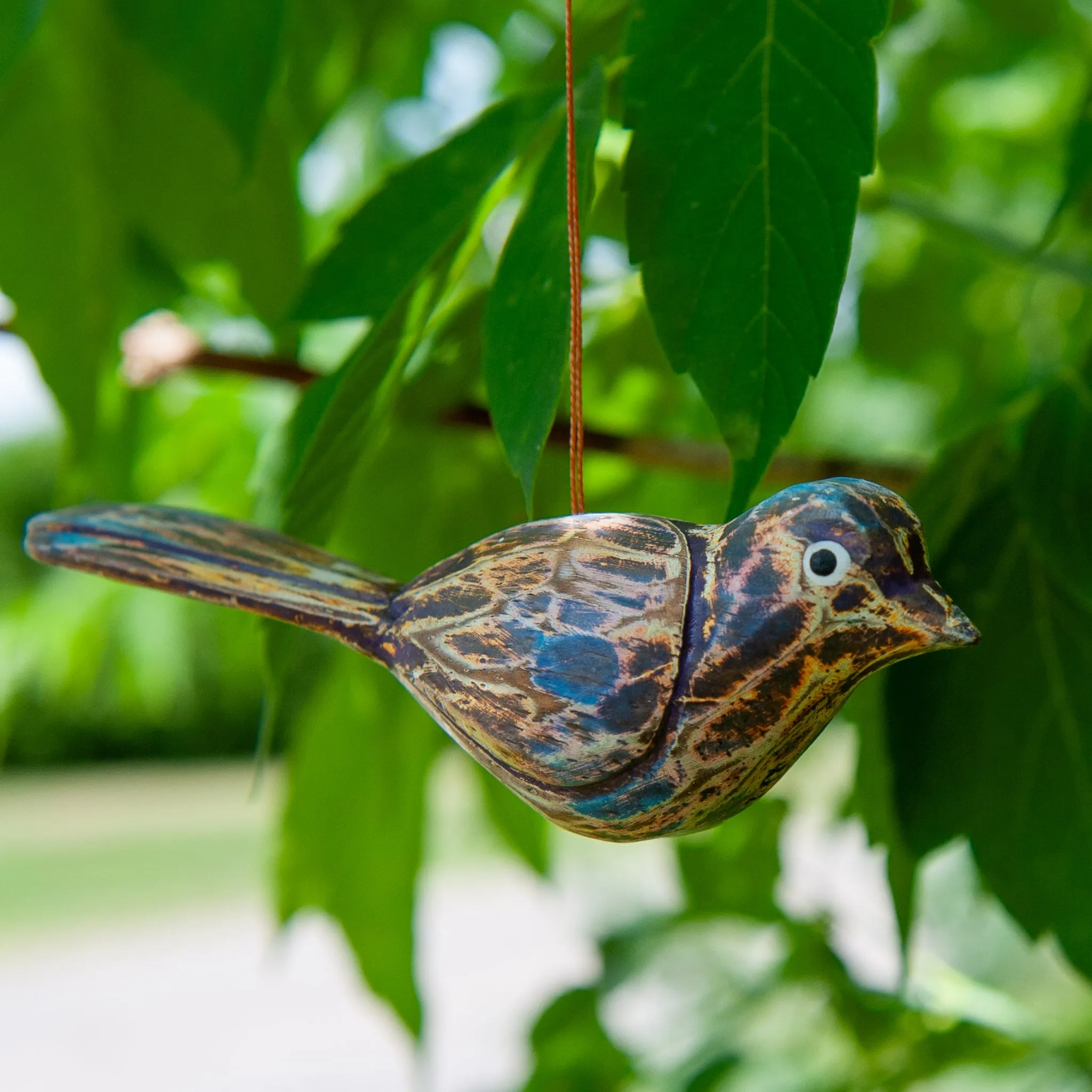 Driftwood Bird W Eyes Hanging Ornament