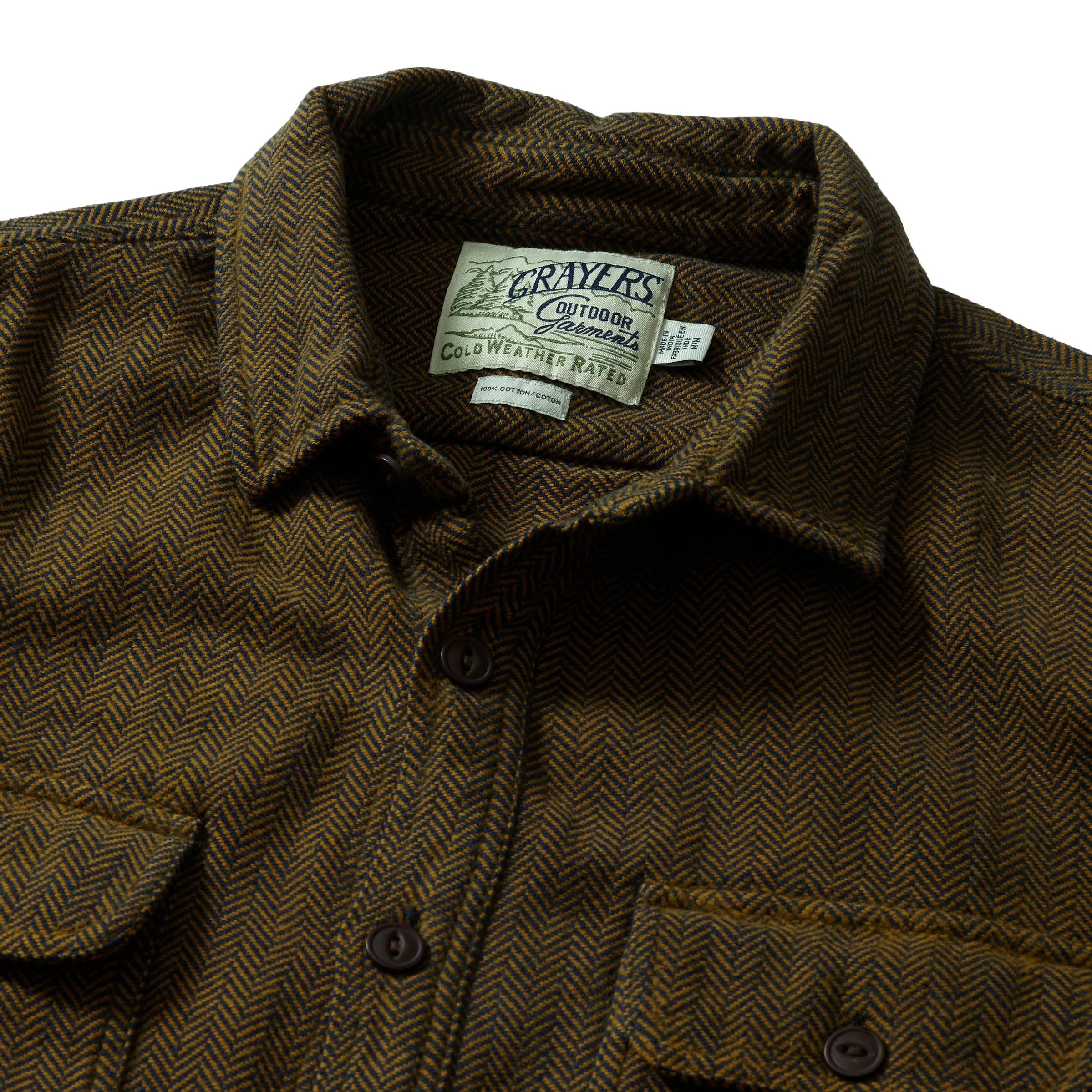 Eureka Heavyweight Shirt Jacket - Mustard Herringbone Twill