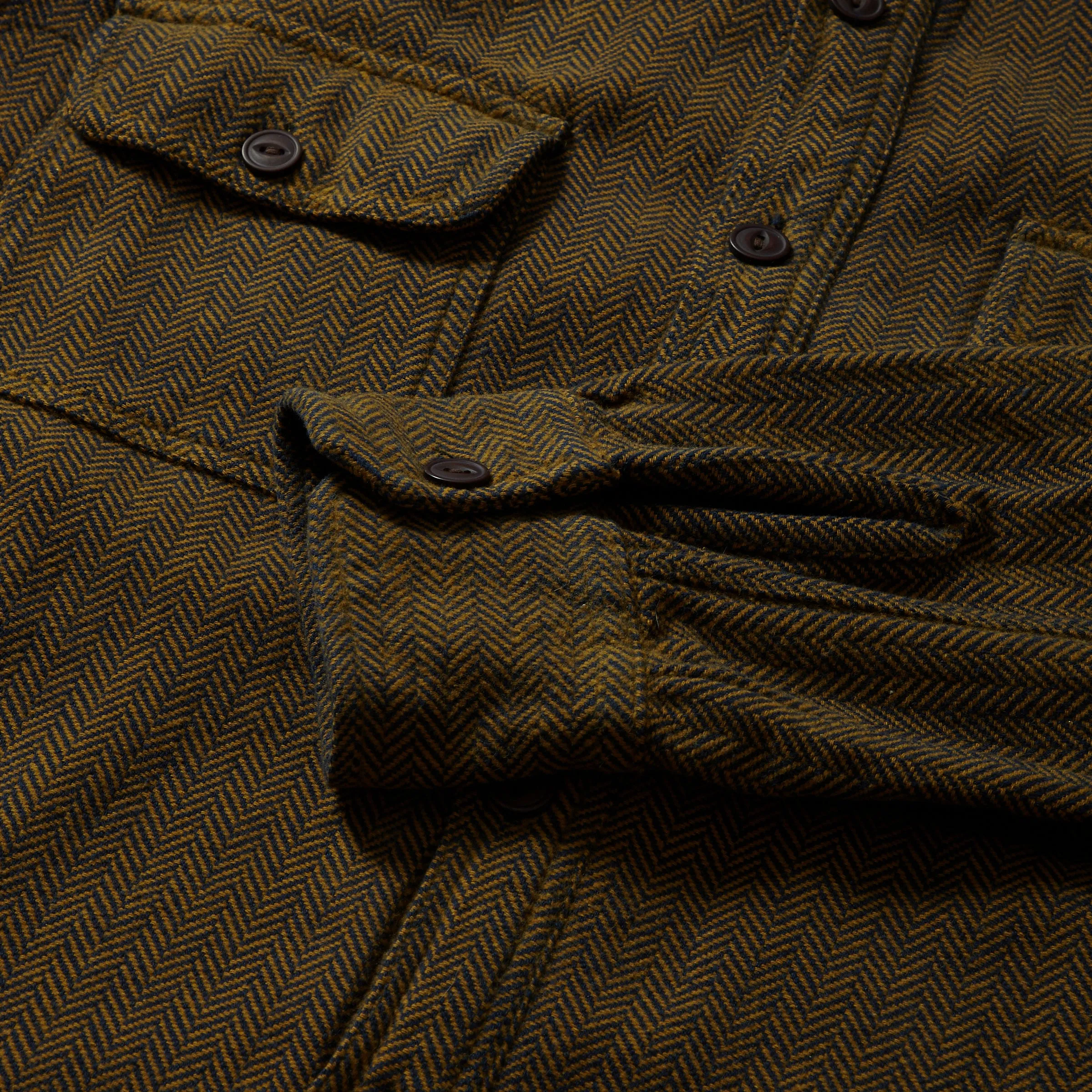 Eureka Heavyweight Shirt Jacket - Mustard Herringbone Twill