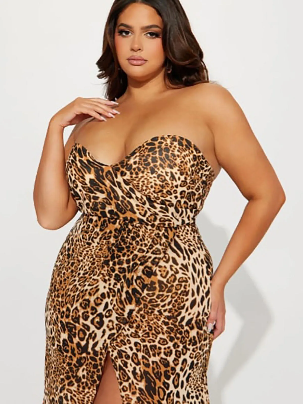 Fashion Nova Size 22W Brown & Beige Leopard Dress NWOT