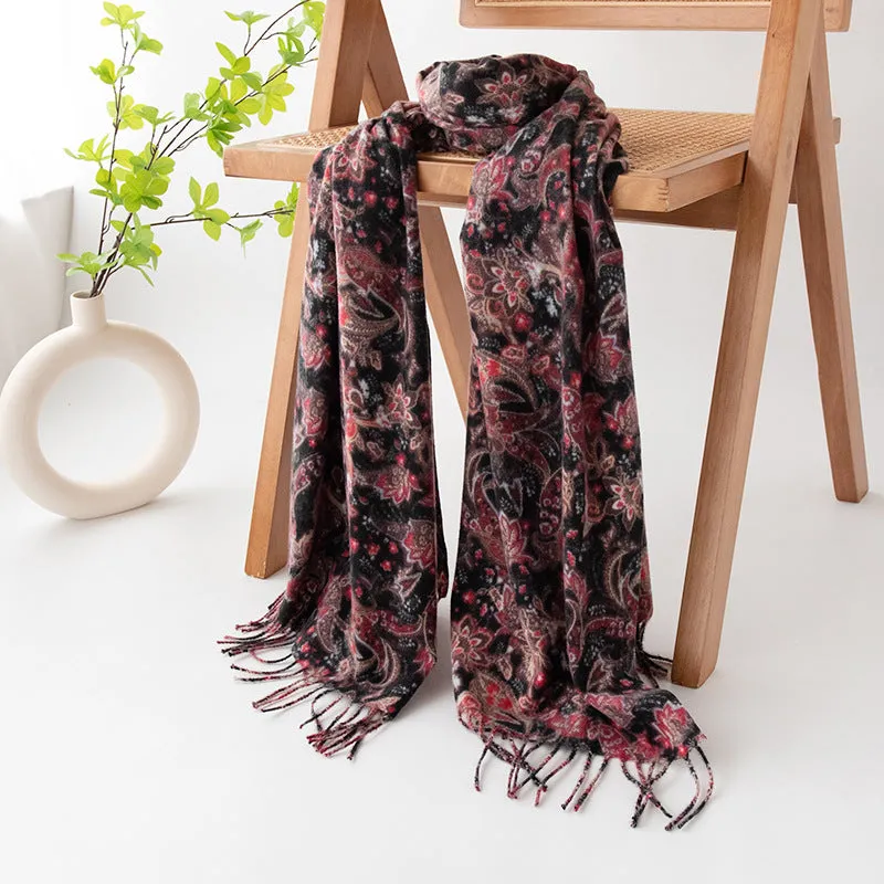 FH24-5748 Thickened cashmere-like cape winter scarf