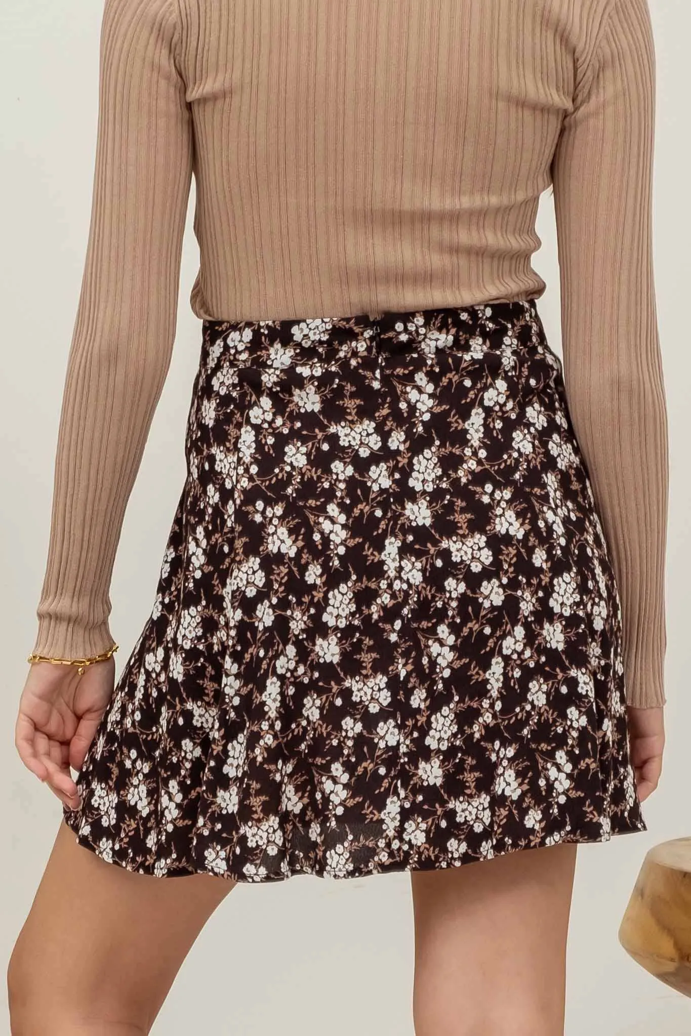 FLORAL PANELED BIAS MINI SKIRT