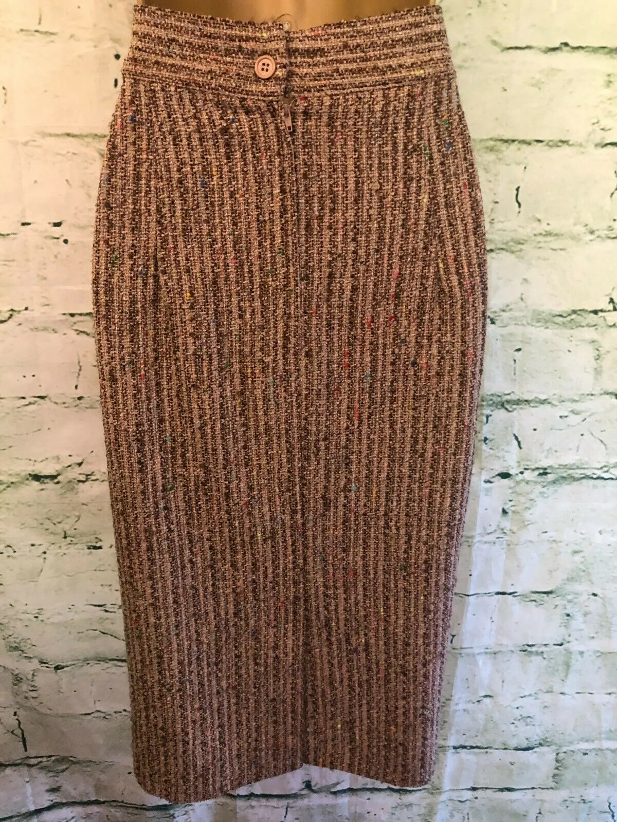 Gai Mattiolo Brown Flecked Tweed Wool Pencil Skirt UK 16 US 12 EU 44 IT 48