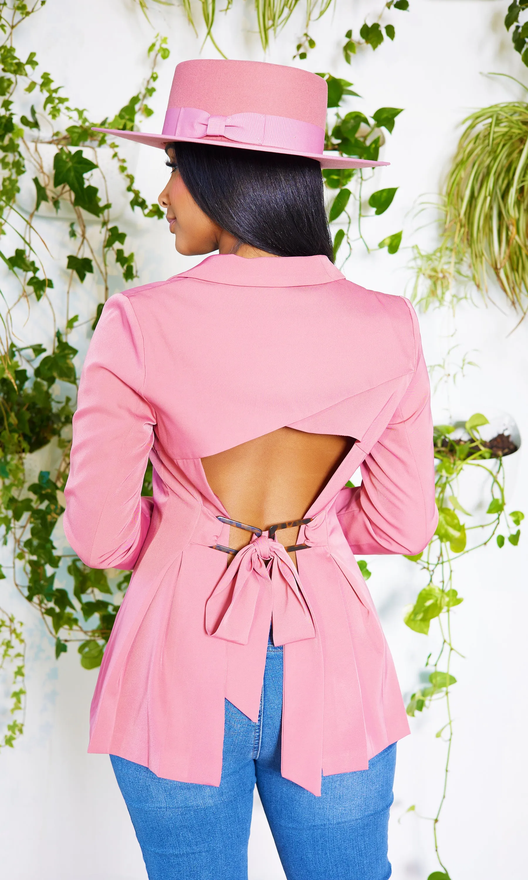 Go Getter | Cut Out Back Blazer - Rose