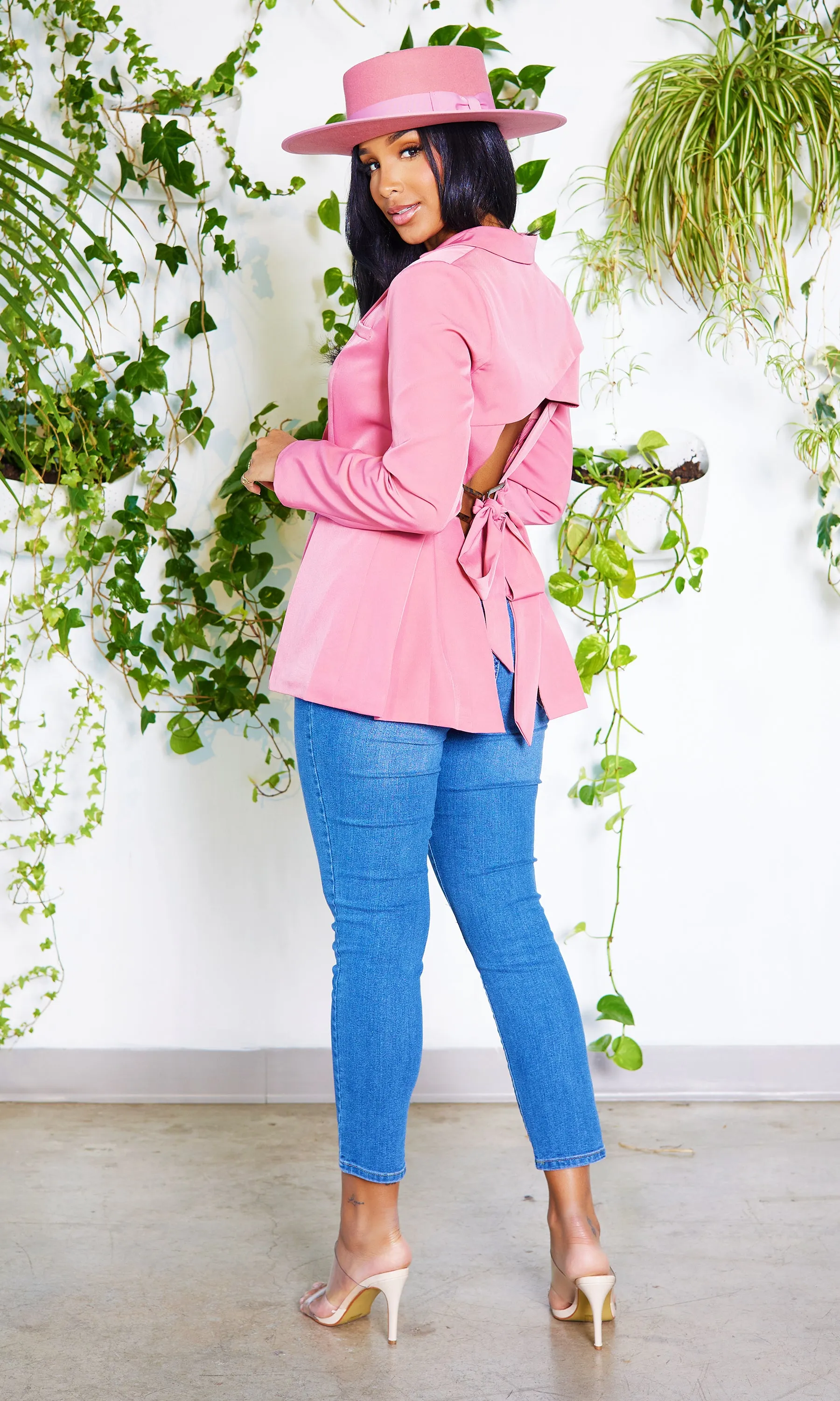 Go Getter | Cut Out Back Blazer - Rose